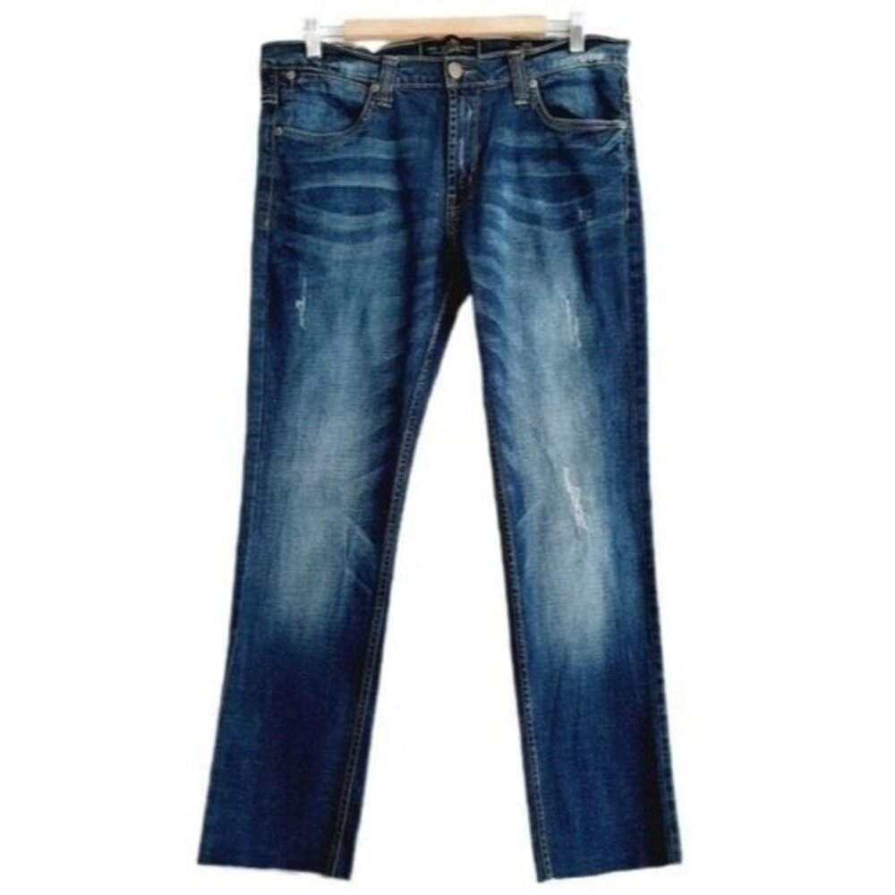 PD&C Stretch Distressed Slim Blue Jeans Men's Sz 33